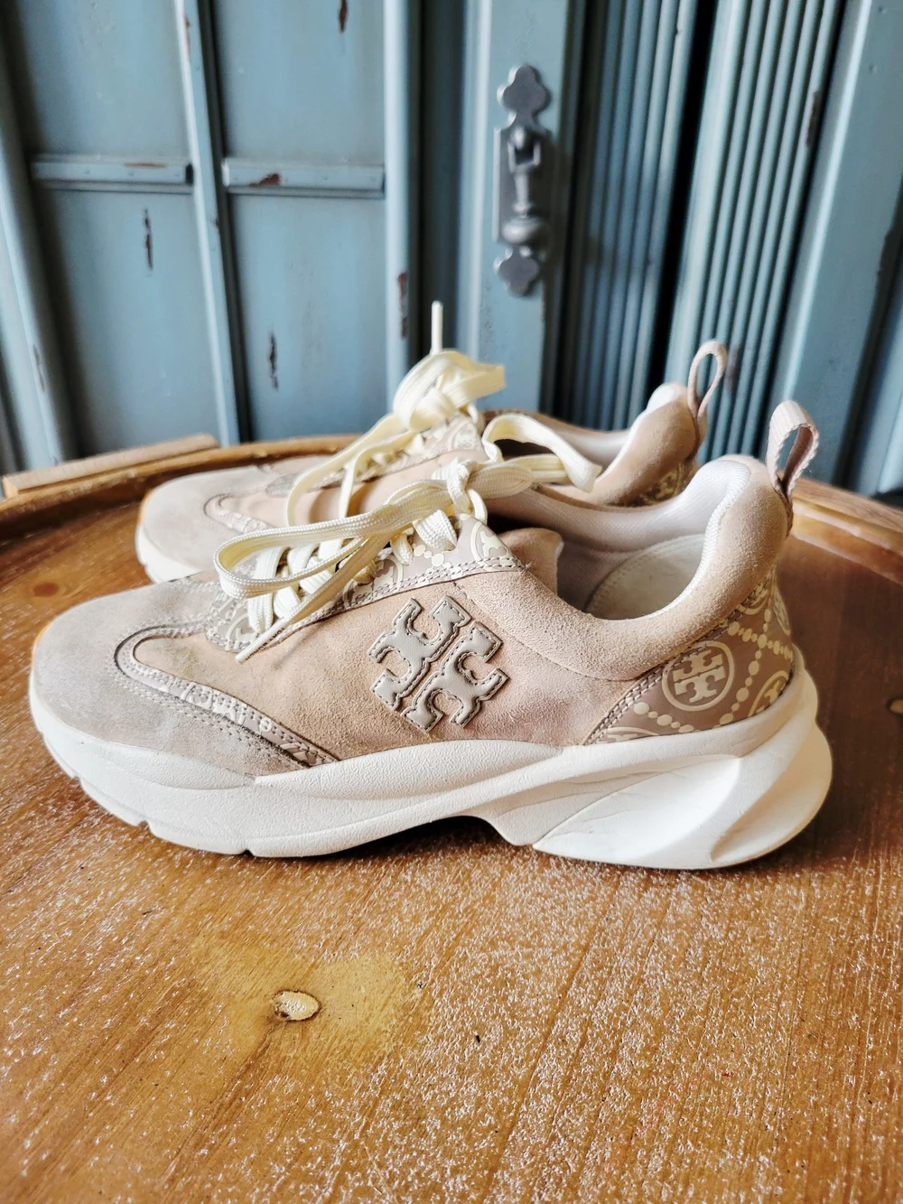 Tory Burch Women’s Cream Suede Platform Sneakers